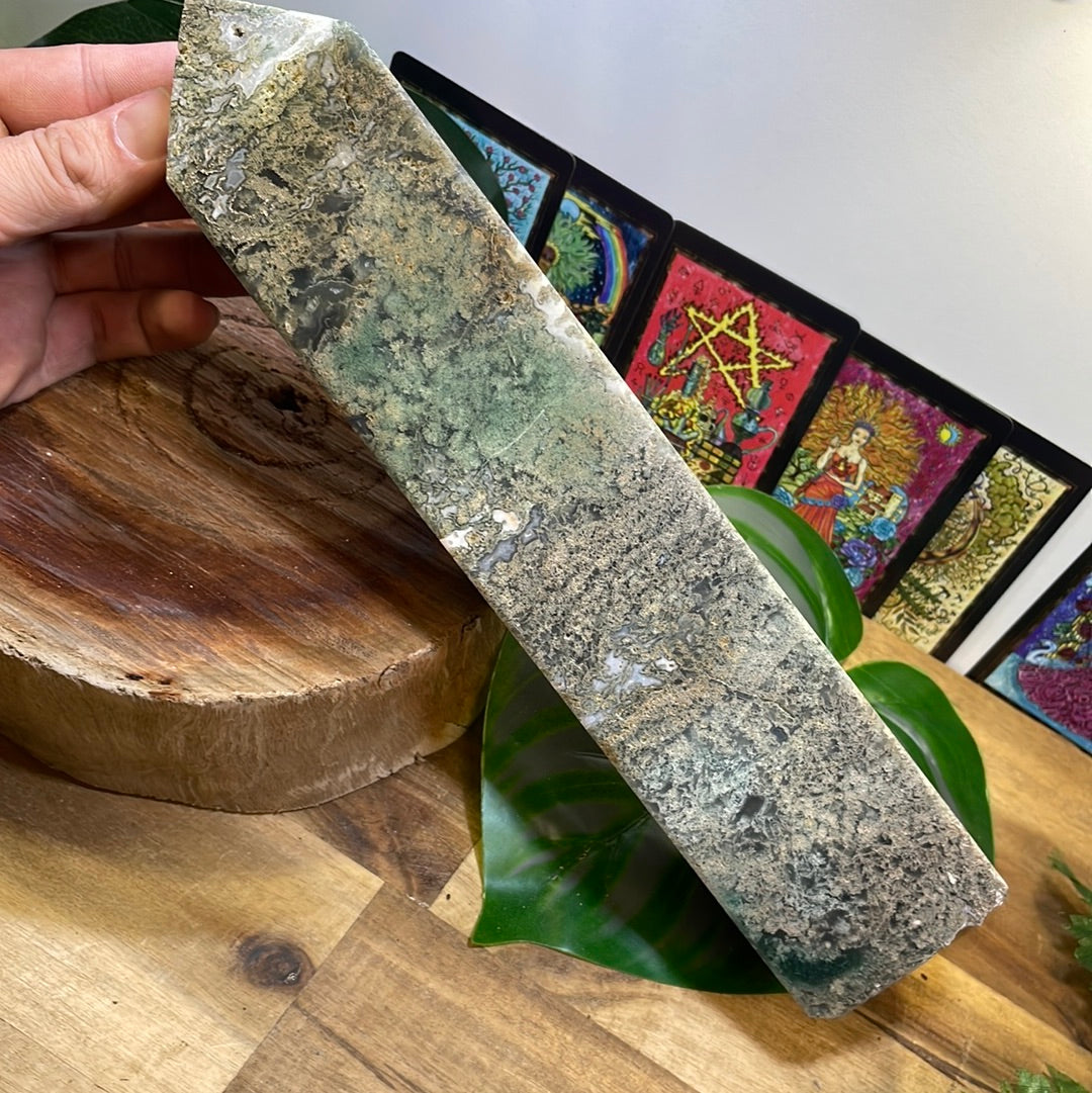 Moss Agate Tower Point | 1820g