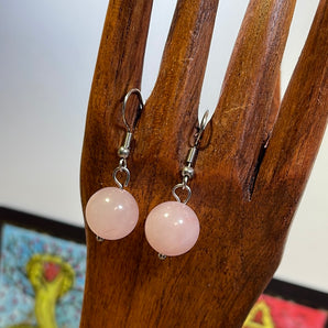 Rose Quartz Bead Earrings