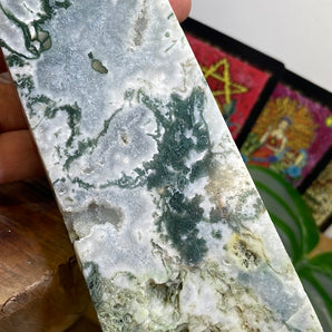 Moss Agate Tower Point | 1070g