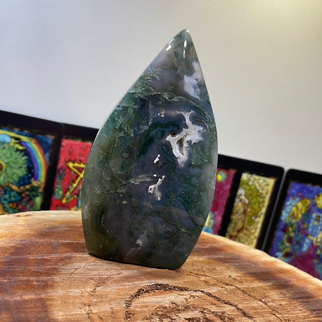 Moss Agate Free Form Carving