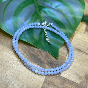 Blue Lace Agate Bead Necklace