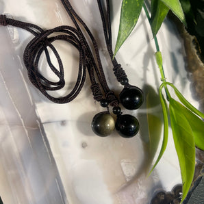 Gold Sheen Obsidian Sphere Necklace