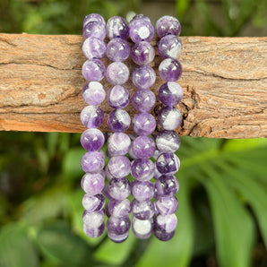 Chevron Amethyst Bead Bracelet