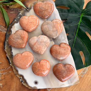 Peach Moonstone Heart