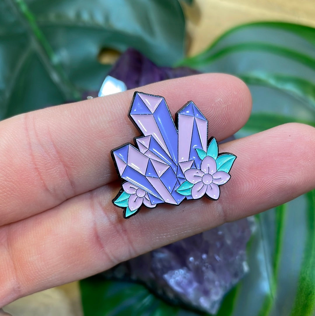 Floral Crystal Enamel Pin