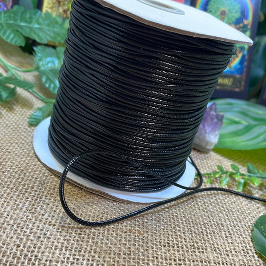 Waxed Polyester Cord Black - By the Metre