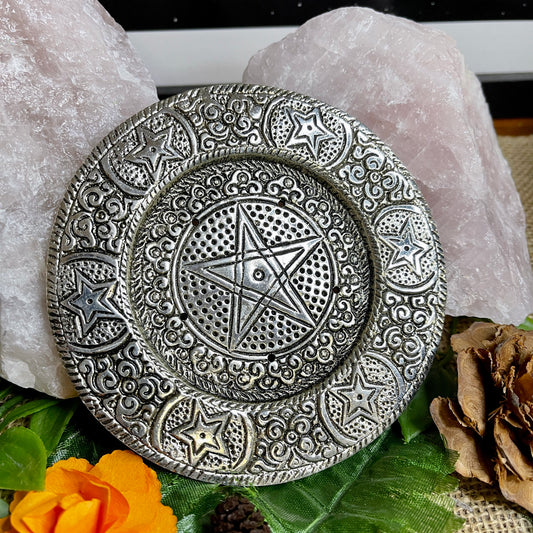 Incense Plate - Pentacle and Moons