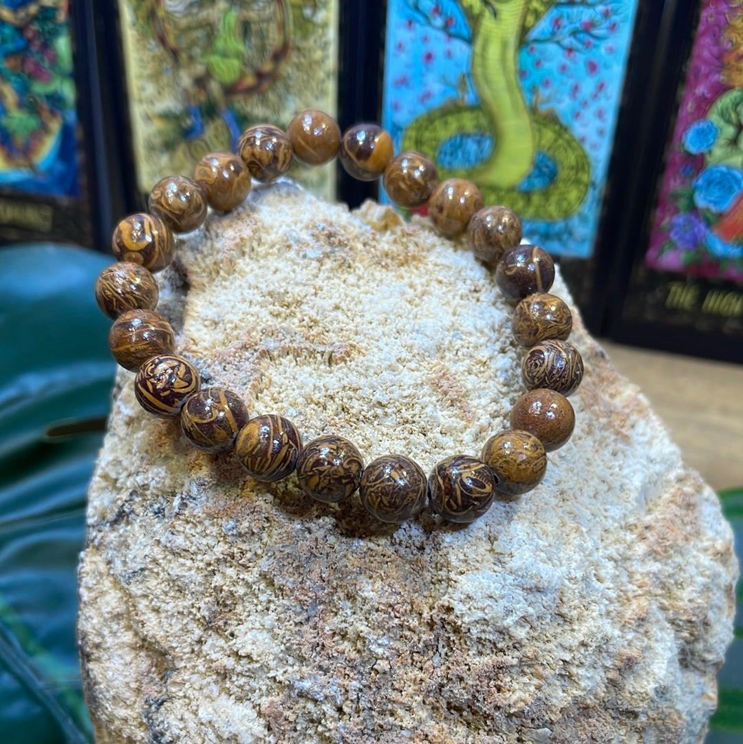 Calligraphy Stone Bead Bracelet