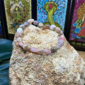 Pink Opal Pebble Bead Bracelet
